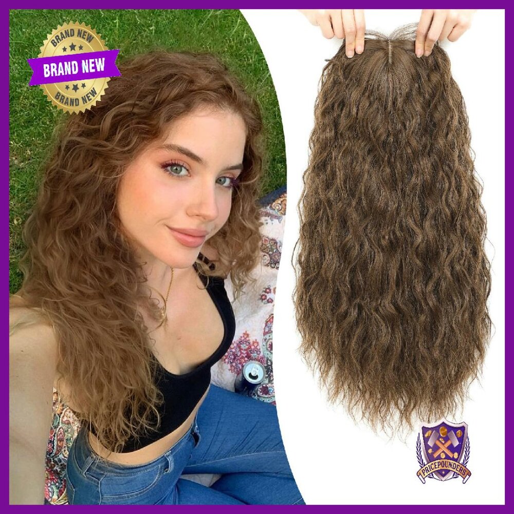 20in Curly Synthetic Hair Topper For Thinning Hair - Lightweight Clip-In